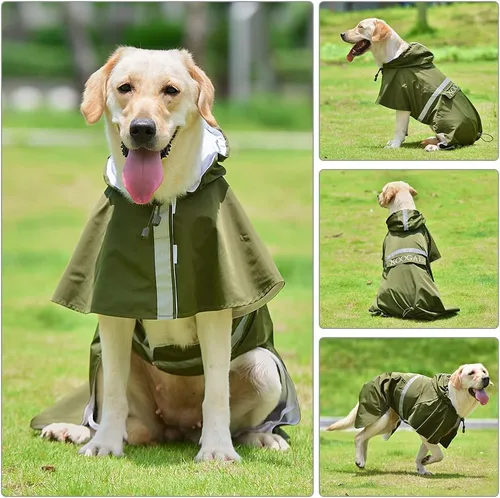 Miniatura 3 de Impermeable para perros grandes, poncho impermeable para perros medianos y grandes, ropa impermeable (4XL, verde)