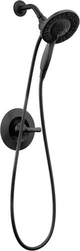 Delta Arvo 14 Series 142840-BL-I - Juego de grifo de ducha con acabado negro mate, con cabezal dual In2ition 2 en 1 con rociador de mano, kit de