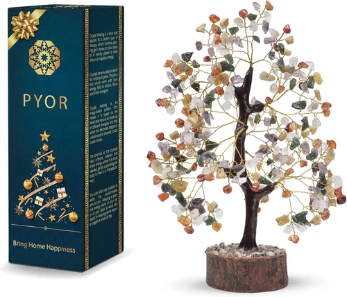 Miniatura 12 de PYOR Árbol bonsái de cristal de 7 chakras, 10-12 pulgadas, rojo, amatista, lapislázuli, cornalina, cuarzo transparente, aventurina amarilla