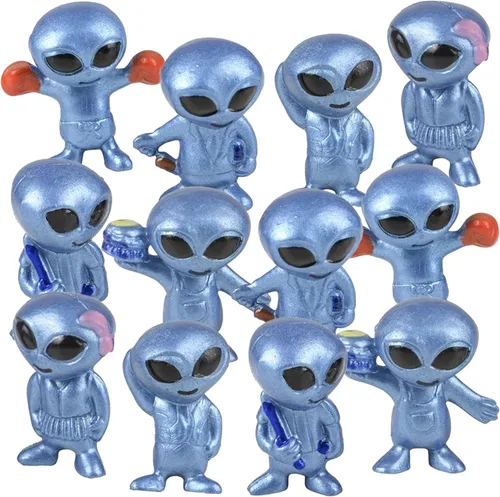 Miniatura 3 de ArtCreativity Figuras de vinilo de alienígena (48 piezas) - Divertidos recuerdos de fiesta espacial, posturas de ovnis surtidas, rellenos de bolsas
