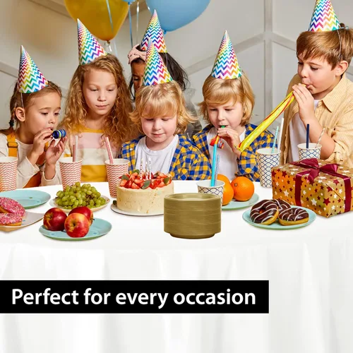 Miniatura 5 de Plato de plástico dorado sólido de alta calidad para aperitivos (7 pulgadas), 50 unidades, elegante y duradero, perfecto para fiestas y eventos
