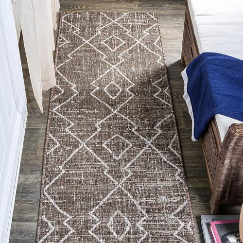 Miniatura 9 de Eyely BMS128A-28 - Alfombra tribal de Papá Noel Mónica Carwa con diseño de enrejado de diamantes para interiores y exteriores, estilo bohemio