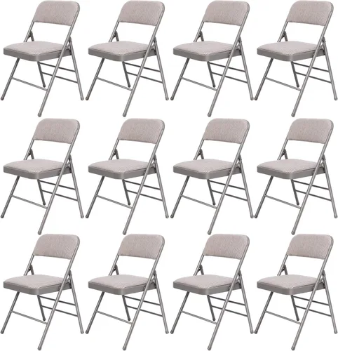 Miniatura 11 de Paquete de 6 sillas plegables con cojín acolchado de tela, juego de sillas de comedor de tela, sillas plegables apilables portátiles para interiores