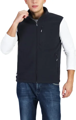 Outdoor Ventures - Chaleco de forro polar ligero con cremallera completa para hombre, con 5 bolsillos, cálido invierno, sin mangas, chaqueta informal