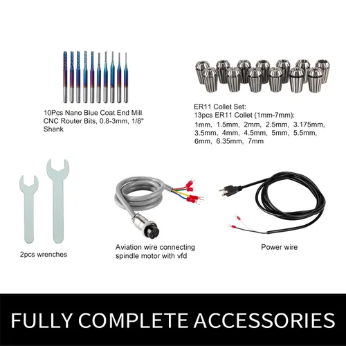 Miniatura 7 de Kits de motor de husillo CNC, 110 V 800 W 0.8KW husillo refrigerado por aire CNC husillo +110 V 0.75 KW VFD+Φ65mm montaje de abrazadera+juego