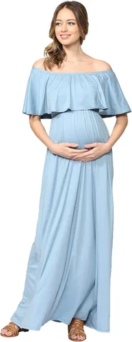 Vestido de maternidad con hombros descubiertos, vestido largo para mujeres embarazadas, para fiestas de recién nacidos, o sesiones de fotos