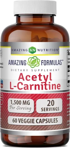 Miniatura 7 de Amazing Formulas Acetil L-Carnitina Suplemento de 1500 por porción, cápsulas vegetarianas, sin OMG, sin gluten, fabricado en Estados Unidos