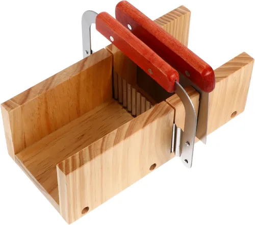 KAILIKETIY 1 juego de moldes de madera para cortar jabón con cortador recto ondulado mango de madera ergonómico herramienta para cortar jabón fácil
