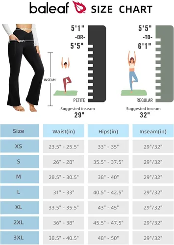 Miniatura 6 de BALEAF Leggings acampanados para mujer, pantalones de yoga cruzados a la moda, cintura alta, casuales, con bolsillos