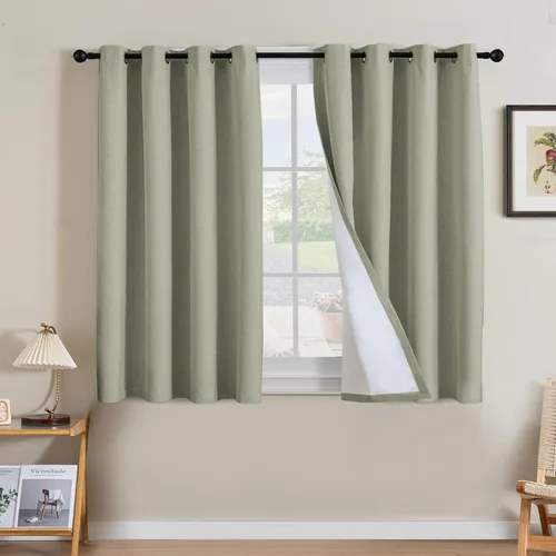 Miniatura 205 de H.VERSAILTEX Cortinas opacas de lino de 63 pulgadas de largo, 100% absolutamente opacas, con aislamiento térmico, con textura de lino, con ojales