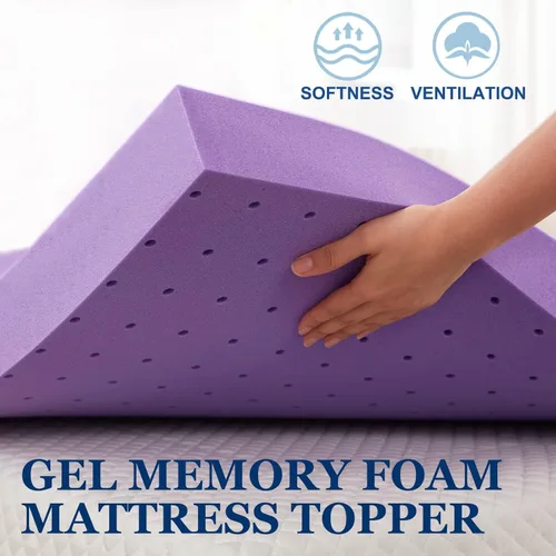 Miniatura 3 de SINWEEK Cubrecolchón de espuma viscoelástica de gel de 3 pulgadas, ventilado, suave, para aliviar la presión, transpirable, certificado CertiPUR-US