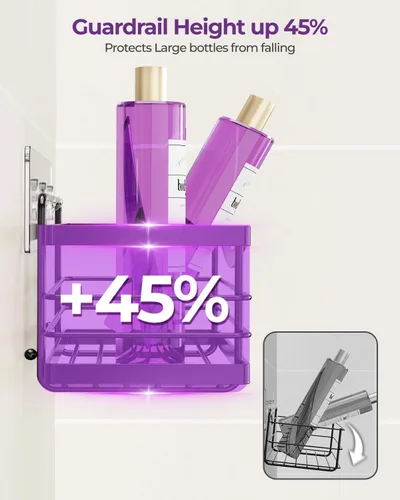 Miniatura 4 de ODesign Estante organizador de ducha de acero inoxidable SUS304 para almacenamiento de baño y cocina, estante adhesivo sin perforaciones con 4 Negro