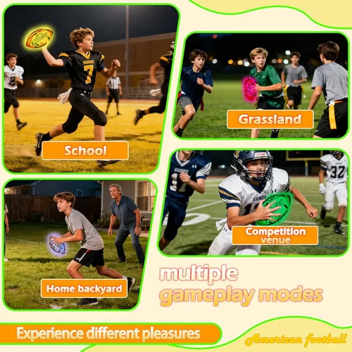 Miniatura 5 de Glow in The Dark Football Light Up Football USB-C Rechargeable LED Ball with Pump Night Game Ball for Indoor & Outdoor Play Gift Ready for