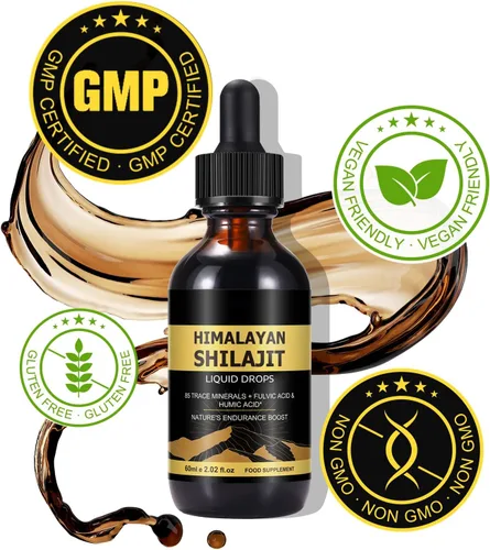 Miniatura 6 de Shilajit - Gotas de resina pura del Himalaya, suplemento de oro líquido de resina orgánica Shilajit con más de 85 oligominerales, apoya la energía