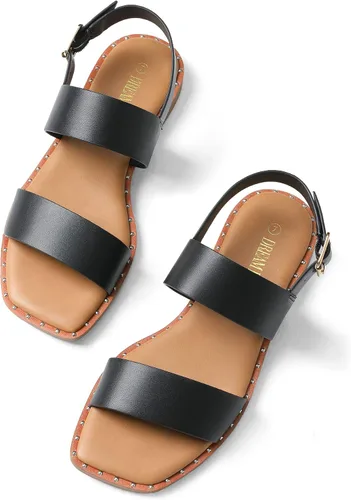 Miniatura 3 de DREAM PAIRS Sandalias planas de verano para mujer, casuales, elegantes, cómodas, sexy, con puntera cuadrada, a la moda, con tiras de una banda
