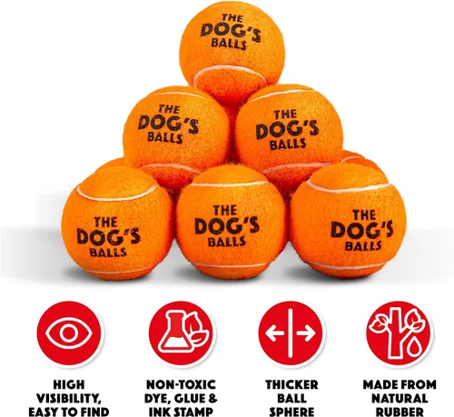 Miniatura 6 de The Dog's Balls Pelotas de tenis para perros, color naranja, paquete de 12 pelotas de fieltro no abrasivas, núcleo de goma resistente, flotan