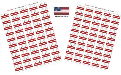 Miniatura 44 de 100 calcomanías de la bandera de Alaska; 1.5" x 1" hechas en Estados Unidos, calcomanías autoadhesivas de la bandera del estado para álbumes
