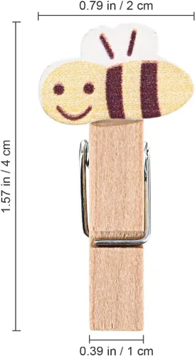 Miniatura 5 de ABOOFAN 50 pinzas para la ropa con cordel de madera con clips de fotos de abeja para colgar fotos, ropa, manualidades, artes al aire libre e