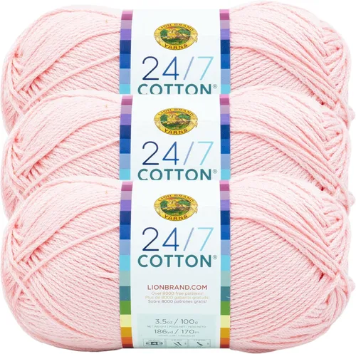 Miniatura 80 de Lion Brand Yarn, Hilo ligero mercerizado de algodón 24/7 para tejer, ganchillo y manualidades, Almirante, 1 paquete, 185 yardas de fibra natural