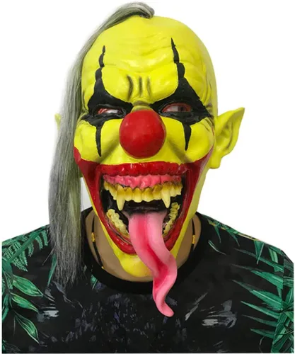 Máscara de payaso de terror, máscara de payaso malvado de miedo, disfraz de Halloween, espeluznante diablo, zombi, fantasma, mueca de fantasma,