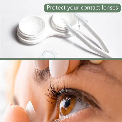 Miniatura 5 de Paquete de 2 fundas de viaje para lentes de contacto, estuche portátil de contacto ocular con espejo, herramienta de extracción, pinzas y botella