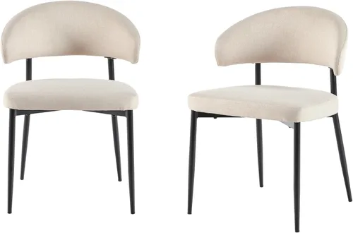 Miniatura 6 de Walker Edison Moderna silla de comedor tapizada con respaldo curvado con tapicería tejida de alto rendimiento y base de acero con recubrimiento