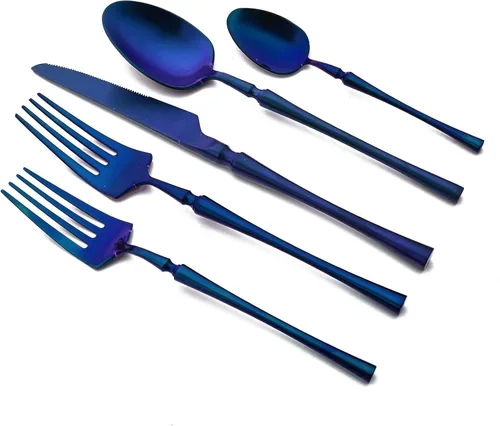 Miniatura 15 de JASHII Juego de cubiertos de 20 piezas con acabado satinado, juego de cubiertos de acero inoxidable 304, servicio para 4, tenedores de postre, juego