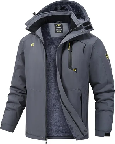 Miniatura 4 de Tyhengta Chaquetas de esquí impermeables para hombre, abrigos de invierno, chaqueta de nieve ajustable, cortavientos de forro polar, rompevientos