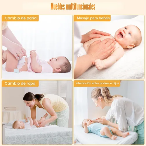 Miniatura 8 de Cómoda para bebé con cambiador, cambiador de bebé con 5 cajones y estantes ajustables, estación multifuncional para cambiar pañales, organizador