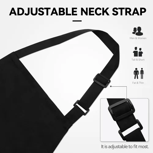 Miniatura 6 de NLUS Delantales de chef para hombres y mujeres, delantales de cocina para mujeres con 2 bolsillos, delantales ajustables, resistentes al agua y al