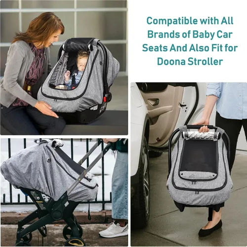 Miniatura 7 de YVMVDV - Funda impermeable para asiento de automóvil para bebé, funda de asiento de automóvil patentada para clima frío para bebés, cubierta