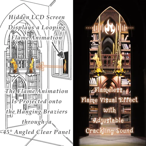 Miniatura 3 de DolphinIsle Kits de rincón de libros para adultos, decoración de estantería de libros DIY rompecabezas 3D biblioteca de hechizos mágicos con ilusión