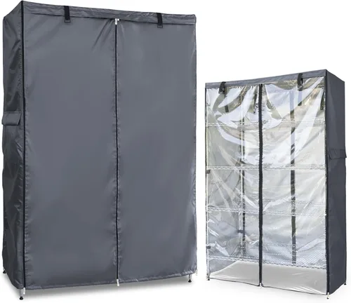 Miniatura 9 de Cubierta de estante impermeable, para exteriores, 600D, de servicio pesado, resistente al polvo, 48 x 18 x 72 pulgadas, fundas de estante para Negro