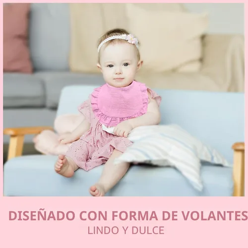 Miniatura 5 de Baberos de muselina para bebé, baberos tipo bandana para babeo para niñas, baberos de algodón 100% ajustables y suaves para dentición y babeo