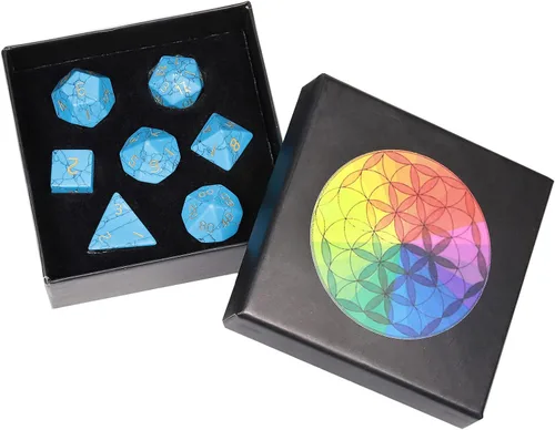 Miniatura 11 de Nupuyai Juego de dados poliédricos D&D de cristal de cuarzo rosa curativo con caja para Calabozos y Dragones, juego de 7 dados de mesa para RPG MTG