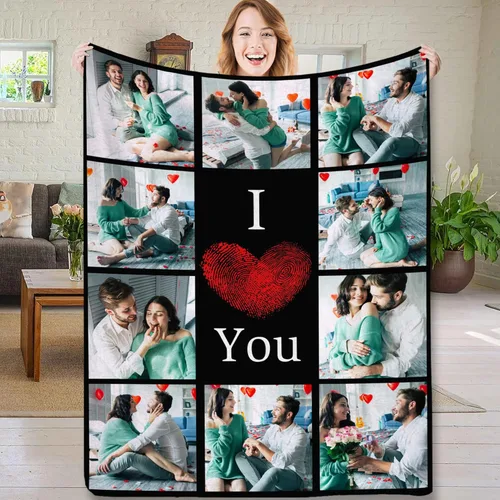 Miniatura 22 de Regalos de novia para San Valentín, collages de fotos personalizados en mantas, regalos de cumpleaños para mamá, novia, esposa, manta suave