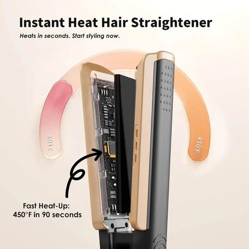 Miniatura 5 de Plancha plana para alisar el cabello, placas de cerámica de 1 3/4 pulgadas de ancho iónico (negro) Dual Voltage Straightener for Thick Hair Women