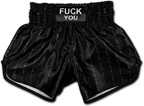 Original Fuck You Pinstripe Muay Thai Boxing Shorts de Kickboxing MMA UFC Unisex Hombres Mujeres Artes Marciales Pantalones Cortos de Lucha
