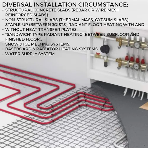 Miniatura 8 de VEVOR Oxygen-Barrier PEX Tubing 300Ft Rojo 1/2 pulgada Radiante Piso PEX Tubo Radiante Calor Piso Calefacción Plomería Tubería de Agua Fría