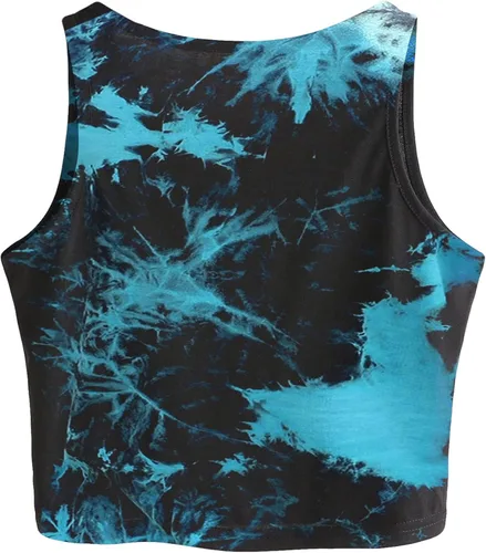 Miniatura 2 de Remidoo Camiseta sin mangas para mujer, estilo casual, con gráficos, recortada, cuello redondo