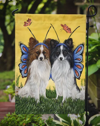 Miniatura 3 de Caroline's Treasures PPP3143GF Bandera de jardín con mariposas Papillon para buzón, bandera decorativa para patio exterior, obras de arte de patio