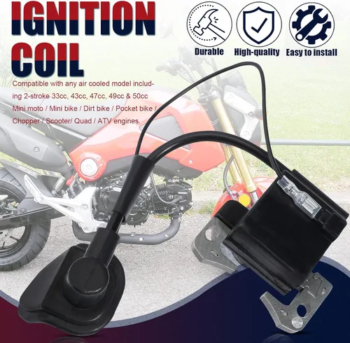 Miniatura 4 de Bobina de encendido bujía L7T para 2 tiempos 33cc 43cc 47cc 49cc 50cc Mini moto Dirt Pocket Bike Chopper Scooter Niños Quad ATV Minimoto