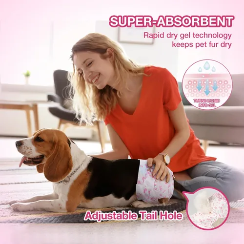 Miniatura 3 de Dono Pañales desechables para perras, pañales súper absorbentes para perros, con tecnología de gel de secado rápido, a prueba de fugas, ajuste