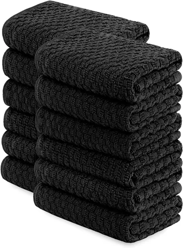 Miniatura 7 de Wealuxe Paquete de 12 toallas de cocina superabsorbentes, 100 % algodón, 450 GSM, gruesas, lavables a máquina, para secar la cocina, limpieza, Blanco