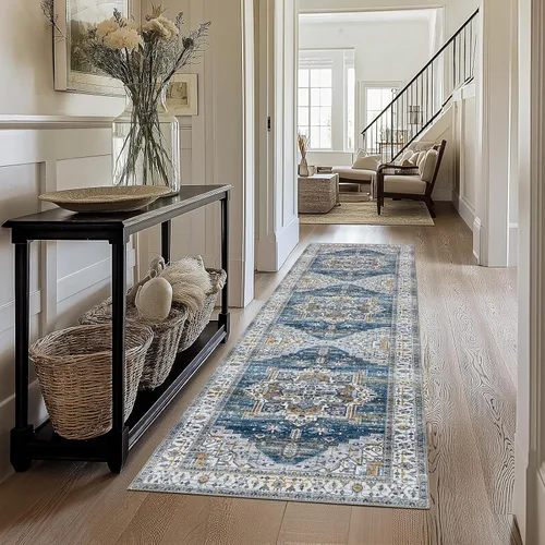 Miniatura 40 de Alfombra lavable para pasillo de 2 x 3: alfombra suave vintage para cocina, baño, lavandería, con respaldo antideslizante, alfombra de piso