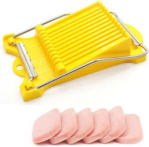 Rebanador multifuncional de acero inoxidable para almorzar carne, herramientas para cortar y dividir el hogar, rebanador de alimentos para Amarillo