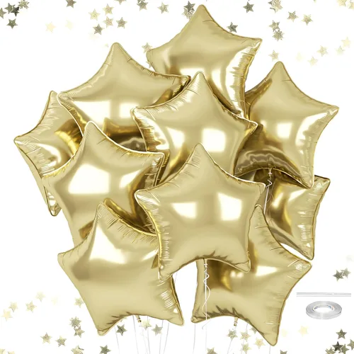 Miniatura 27 de Globos de estrellas rojas, azules y negras, globo de papel de aluminio de 18 pulgadas para helio, paquete de 10 globos rojos y azules, globo de Negro