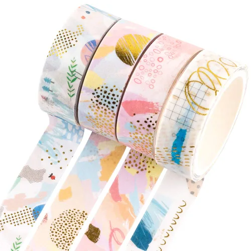 YUBBAEX - Juego de cinta adhesiva Washi Tape estilo IG dorada, cinta decorativa de aluminio para arte, manualidades, bricolaje, suministros de