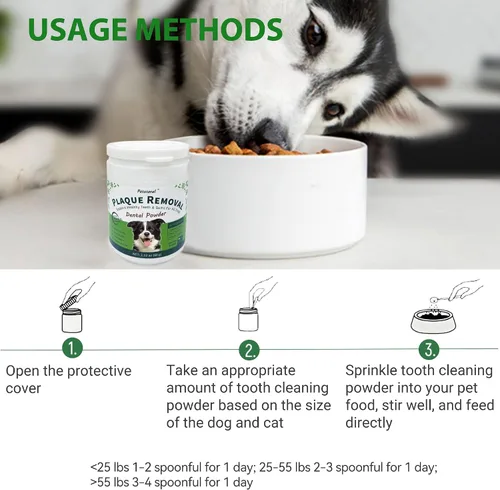 Miniatura 7 de Petstoral Polvo dental natural para perros, cuidado dental para perros, removedor de placa y tratamiento para el mal aliento, encías saludables