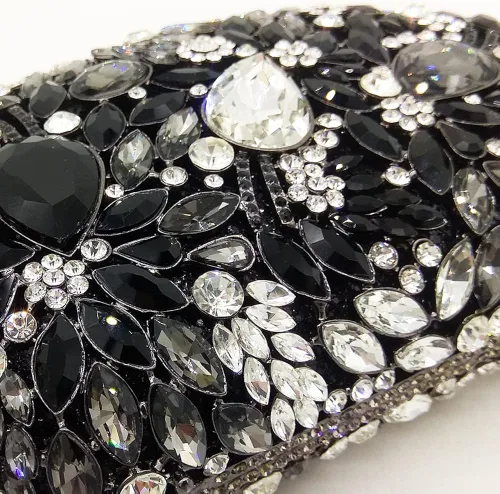 Miniatura 6 de Boutique De FGG Bolsos de noche de flores y embragues para mujer, bolsos formales de diamantes de imitación, bolsos de mano de cristal de boda